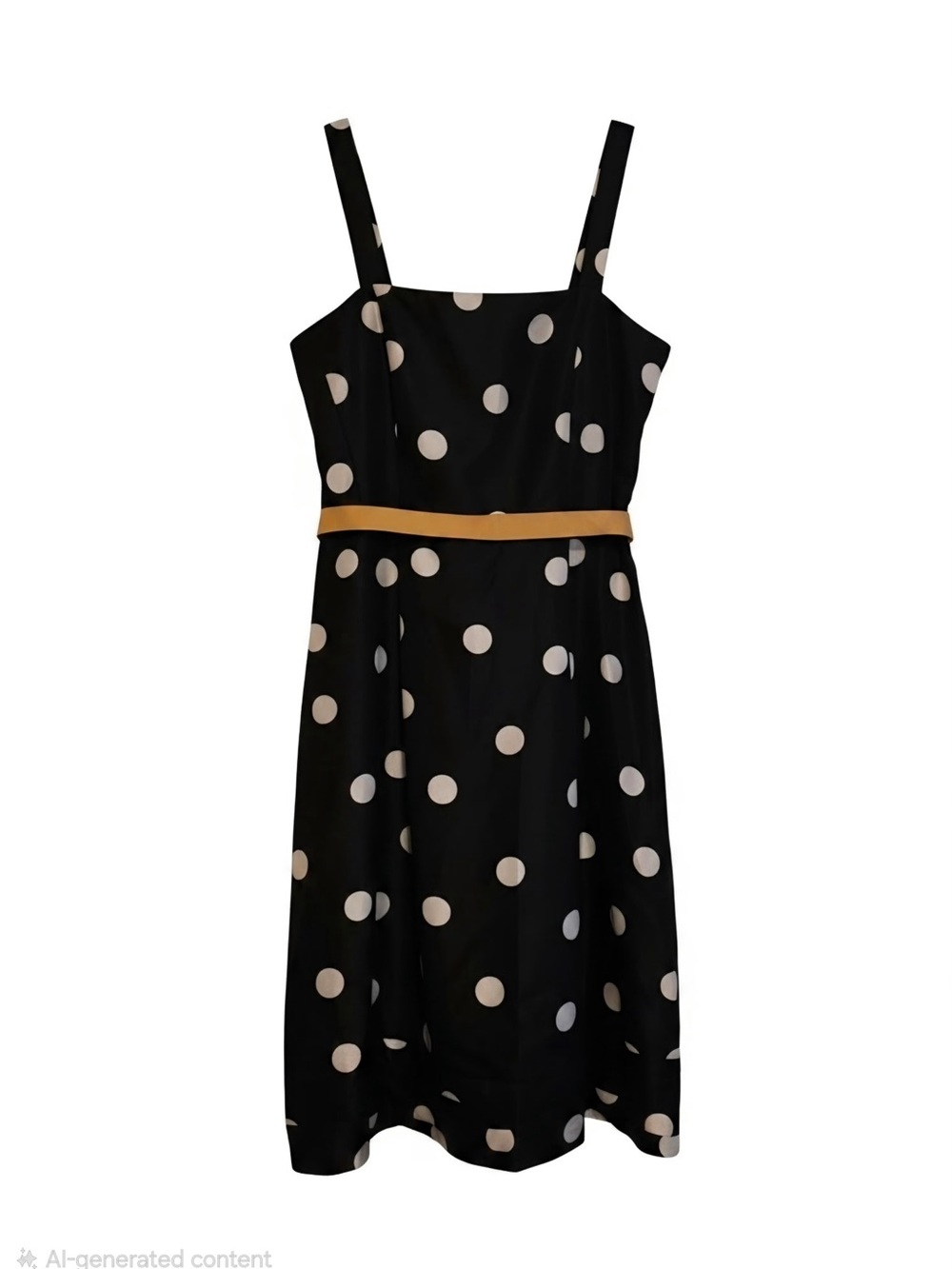 Jessica Howard Black Polka Dot Midi Dress with Tan Waist Detail